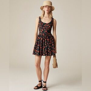 NWT J Crew Fit-and-flare Mini Dress in Painted Daisy Print Black Size 00